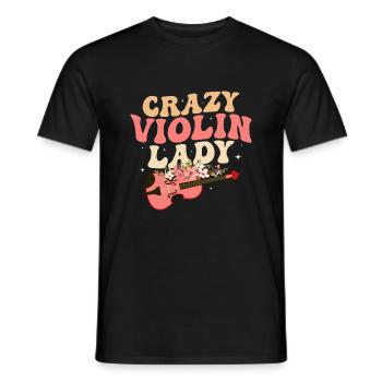Crazy Violin Lady Violinist Orchestra - Men's T-Shirt - black - Front - AI Model Male 178 light (178cm)