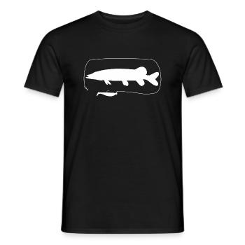 Pike with softbait - Men's T-Shirt - black - Front - AI Model Male 178 light (178cm)
