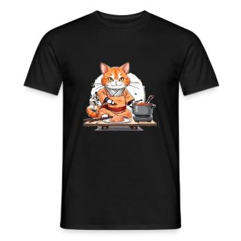 chat sushi 2 - T-shirt homme - noir - Devant - AI Model Male 178 light (178cm)