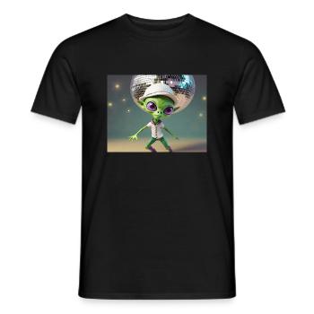 cute little green retro vintage alien everyday - Men's T-Shirt - black - Front - AI Model Male 178 light (178cm)