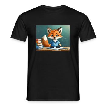 Niedlicher kleiner Teufel Fuchs Alltag – liest - Männer T-Shirt - Schwarz - Vorne - AI Model Male 178 light (178cm)