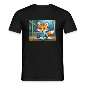 Niedlicher kleiner Teufel Fuchs Alltag – liest - Männer T-Shirt - Schwarz - Vorne - AI Model Male 178 light (178cm)