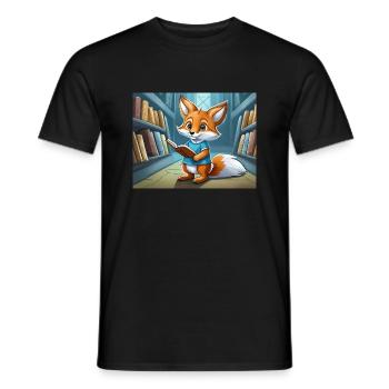 Niedlicher kleiner Teufel Fuchs Alltag – liest - Männer T-Shirt - Schwarz - Vorne - AI Model Male 178 light (178cm)