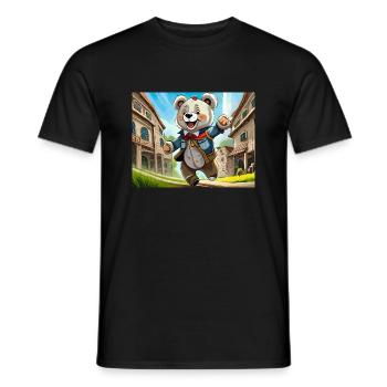 deutsche Kinderreime illustrierter Comic Teddybär - Männer T-Shirt - Schwarz - Vorne - AI Model Male 178 light (178cm)