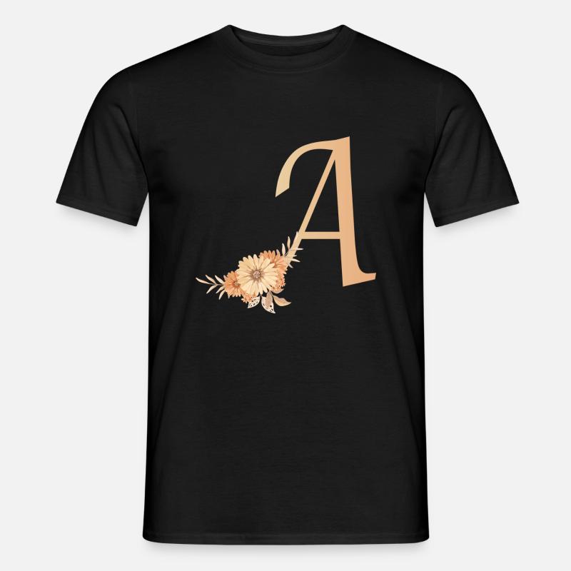 Buchstabe A mit Blumen - Männer T-Shirt - Schwarz