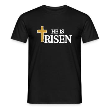 HE is Risen Faith Jesus Religion Matthew Easter - Men's T-Shirt - black - Front - AI Model Male 178 light (178cm)