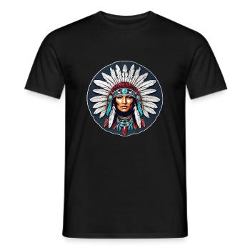 indienne- native americaine - usa - T-shirt homme - noir - Devant - AI Model Male 178 light (178cm)