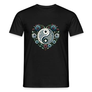 Yin Yang Floral - Men's T-Shirt - black - Front - AI Model Male 178 light (178cm)
