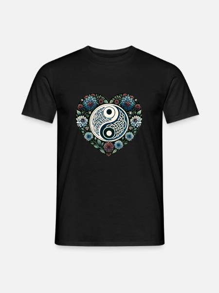 Yin Yang Blumen - Männer T-Shirt - Schwarz
