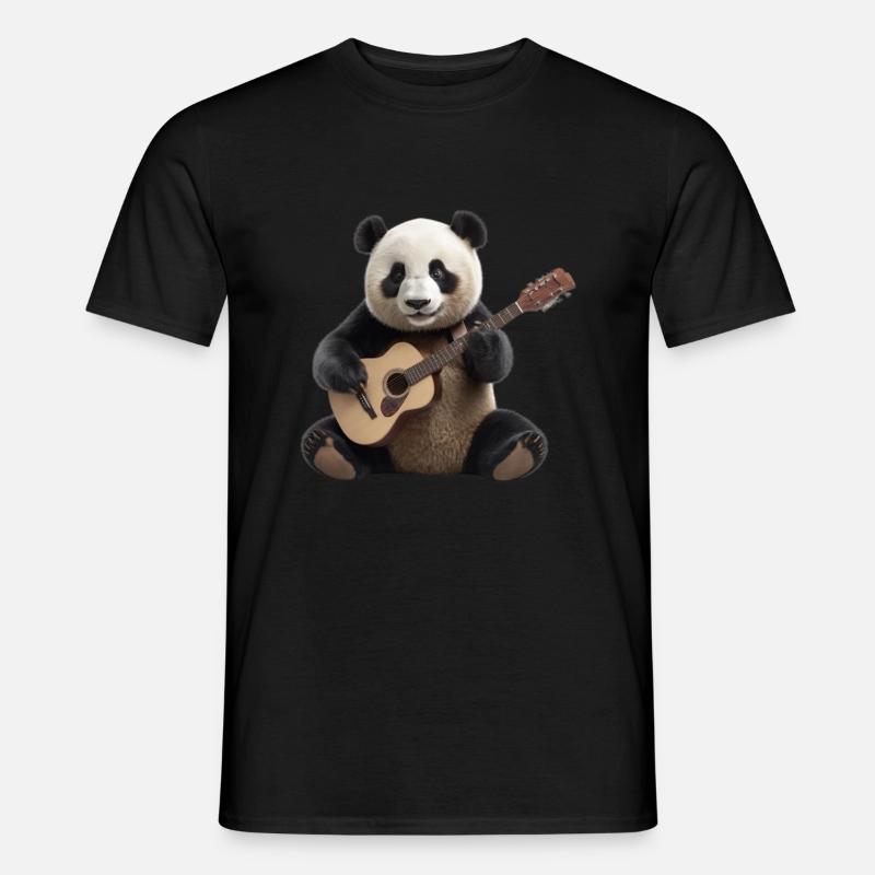 Panda Gitarre - Männer T-Shirt - Schwarz