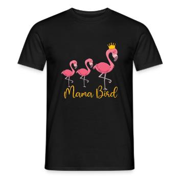 Mama Bird - Cadeau d’amant de flamants roses mignons - T-shirt homme - noir - Devant - AI Model Male 178 light (178cm)