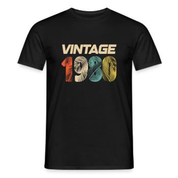 Vintage 1980er Retro - Bestseller - Männer T-Shirt - Schwarz - Vorne - AI Model Male 178 light (178cm)