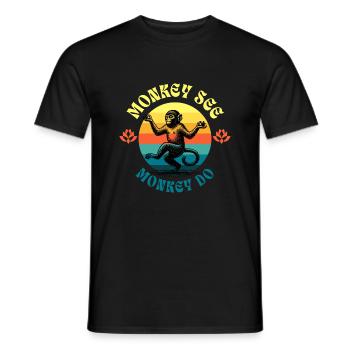 Monkey see, monkey do - meditating ape - Männer T-Shirt - Schwarz - Vorne - AI Model Male 178 light (178cm)