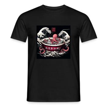 Octopus and Noodles - Asian Gourmet Food - Men's T-Shirt - black - Front - AI Model Male 178 light (178cm)