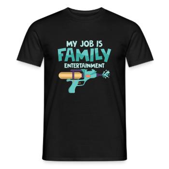 My Job Is Family Entertainment Water Fun Summer Sq - Men's T-Shirt - black - Front - AI Model Male 178 light (178cm)