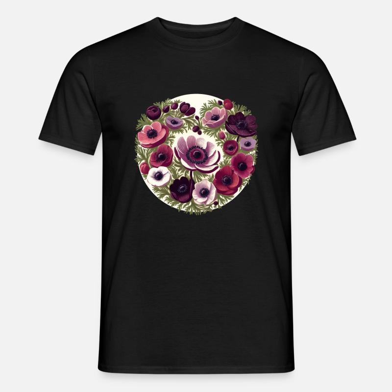 Lila Anemone - Männer T-Shirt - Schwarz