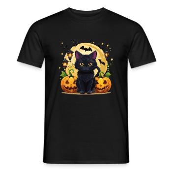 Halloween-Katze - Männer T-Shirt - Schwarz - Vorne - AI Model Male 178 light (178cm)