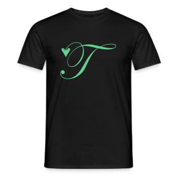 Monogramme T Coeur Vigne - T-shirt homme - noir - Devant - AI Model Male 178 light (178cm)