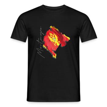 Drapeau du Monténégro sur la carte du Monténégro FR - T-shirt homme - noir - Devant - AI Model Male 178 light (178cm)