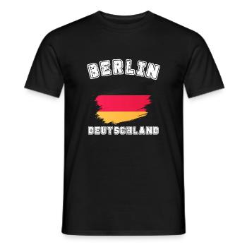 Berlin, Allemagne - Coup de pinceau Flag Design - T-shirt homme - noir - Devant - AI Model Male 178 light (178cm)