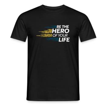 SOYEZ LE HÉROS DE VOTRE VIE - T-shirt homme - noir - Devant - AI Model Male 178 light (178cm)