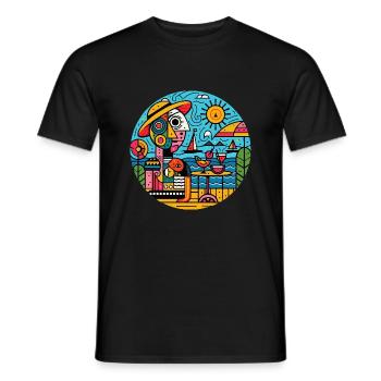 Painter's holiday dream - Men's T-Shirt - black - Front - AI Model Male 178 light (178cm)