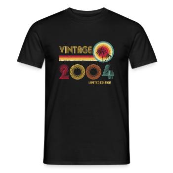 Millésime 2004 Edition Limitée – Rétro Sunset 21st - T-shirt homme - noir - Devant - AI Model Male 178 light (178cm)
