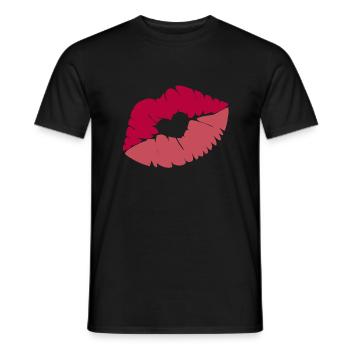 Embrasser la bouche avec le coeur - T-shirt homme - noir - Devant - AI Model Male 178 light (178cm)