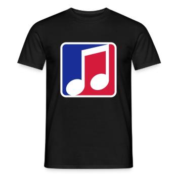 blue red button music note cool silhouette sign part - Men's T-Shirt - black - Front - AI Model Male 178 light (178cm)
