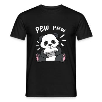 Pew Pew Panda - Männer T-Shirt - Schwarz - Vorne - AI Model Male 178 light (178cm)