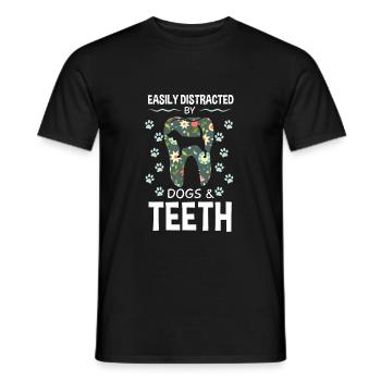 Facilement distrait par les chiens et les dents - T-shirt homme - noir - Devant - AI Model Male 178 light (178cm)