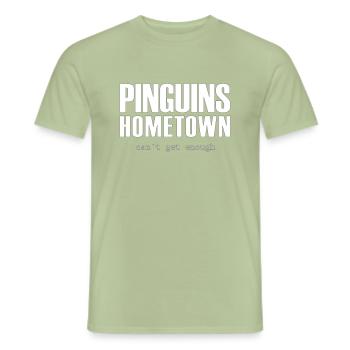 pingouins dans la ville natale - T-shirt homme - vert sauge - Devant - AI Model Male 178 light (178cm)