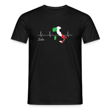 Italia heartbeat I love Italy flag - Men's T-Shirt - black - Front - AI Model Male 178 light (178cm)