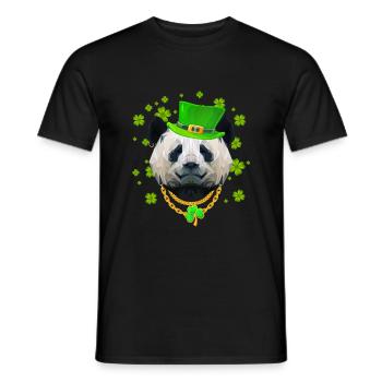 Lucky Panda St. Patrick's Day Golden Shamrock - T-shirt homme - noir - Devant - AI Model Male 178 light (178cm)
