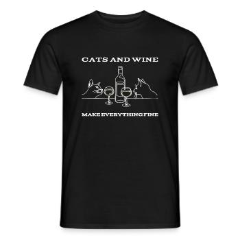 Cats And Wine White Wine - Men's T-Shirt - black - Front - AI Model Male 178 light (178cm)