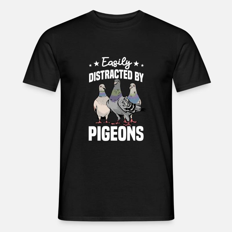 Easily Distracted By Pigeons - Männer T-Shirt - Schwarz