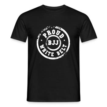 Fière ceinture blanche BJJ - T-shirt homme - noir - Devant - AI Model Male 178 light (178cm)