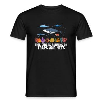 Girl Net Boat Marine Biologist Biology Ocean - Men's T-Shirt - black - Front - AI Model Male 178 light (178cm)