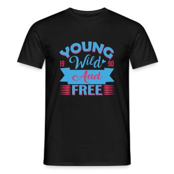 jung wild und frei - Männer T-Shirt - Schwarz - Vorne - AI Model Male 178 light (178cm)