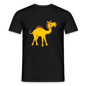 Joyeux chameau drôle. Dessin de bande dessinée - T-shirt homme - noir - Devant - AI Model Male 178 light (178cm)