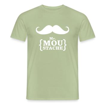 Mr. Moustache - T-shirt homme - vert sauge - Devant - AI Model Male 178 light (178cm)