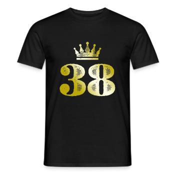 38 Zahl Krone Gold - Männer T-Shirt - Schwarz - Vorne - AI Model Male 178 light (178cm)