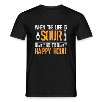 When the life is sour go to happy hour - Männer T-Shirt - Schwarz - Vorne - AI Model Male 178 light (178cm)