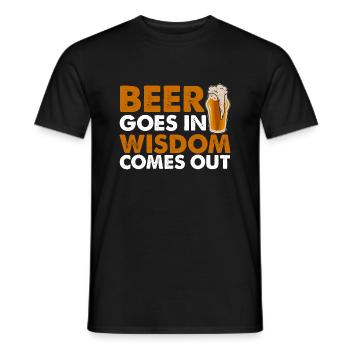 Beer Goes In, Wisdom Comes Out - Men's T-Shirt - black - Front - AI Model Male 178 light (178cm)
