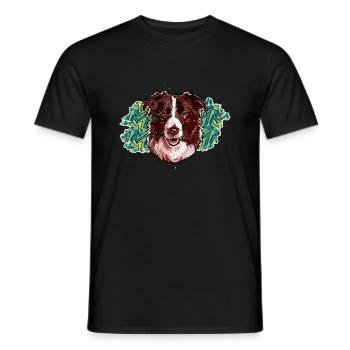 Head of Border collie - In graffiti #1 - Men's T-Shirt - black - Front - AI Model Male 178 light (178cm)