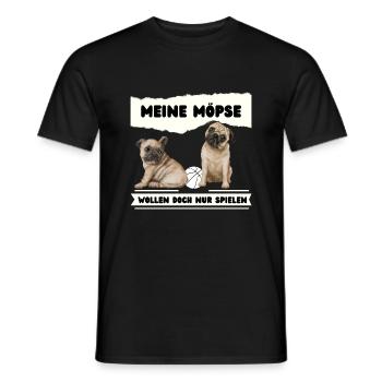 Meine Möpse wollen doch nur spielen - Männer T-Shirt - Schwarz - Vorne - AI Model Male 178 light (178cm)