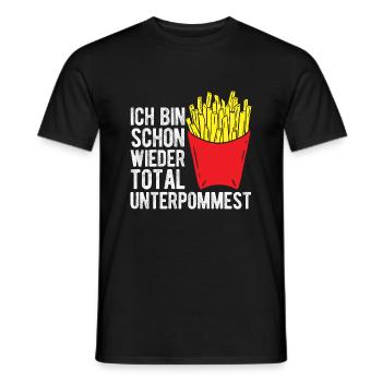 Ich bin schon wieder total unterpommest - Pommes S - Männer T-Shirt - Schwarz - Vorne - AI Model Male 178 light (178cm)