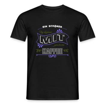 kaffeebecher arbeiten frühstück kaffeetrinker - Männer T-Shirt - Schwarz - Vorne - AI Model Male 178 light (178cm)