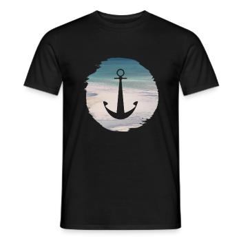 Plage d’eau de mer - T-shirt homme - noir - Devant - AI Model Male 178 light (178cm)