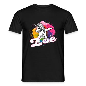 ZOE - Beau nom avec licorne dabbing - T-shirt homme - noir - Devant - AI Model Male 178 light (178cm)